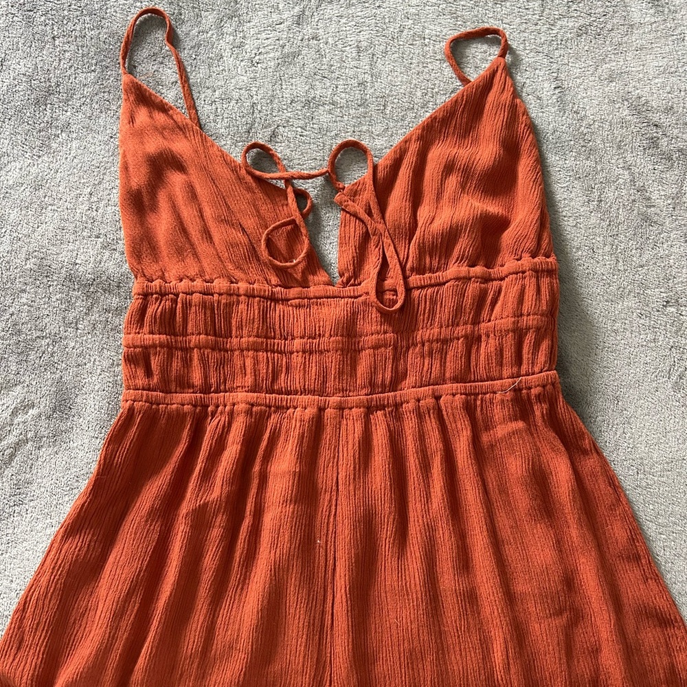 Rust Orange Sleeveless Romper